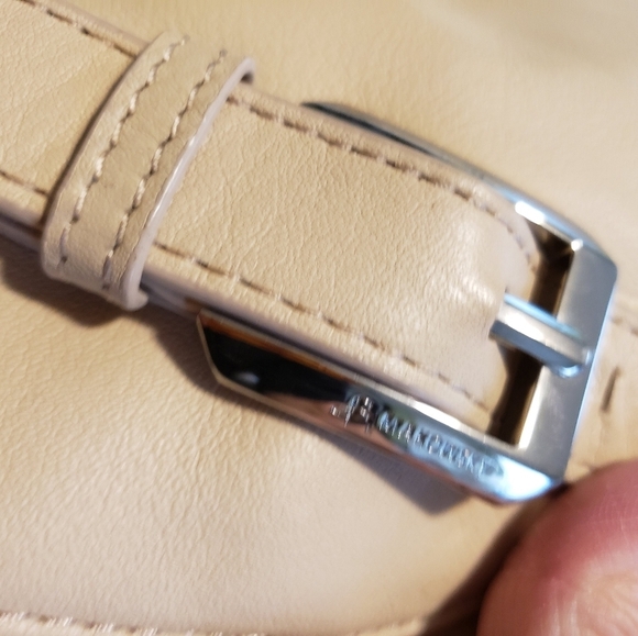 B. Makowsky Light Beige Leather Shoulder Bag, Classic Business Casual - Picture 12 of 12